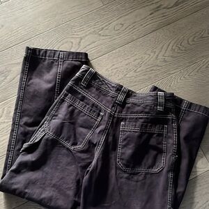 Aritzia Black Cargo Pants with White Stitching